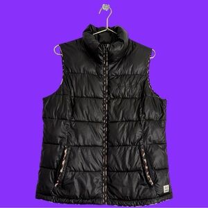 PINK Victoria’s Secret Leopard Trim Zip Up Puffer Vest Size S (4/6) Black